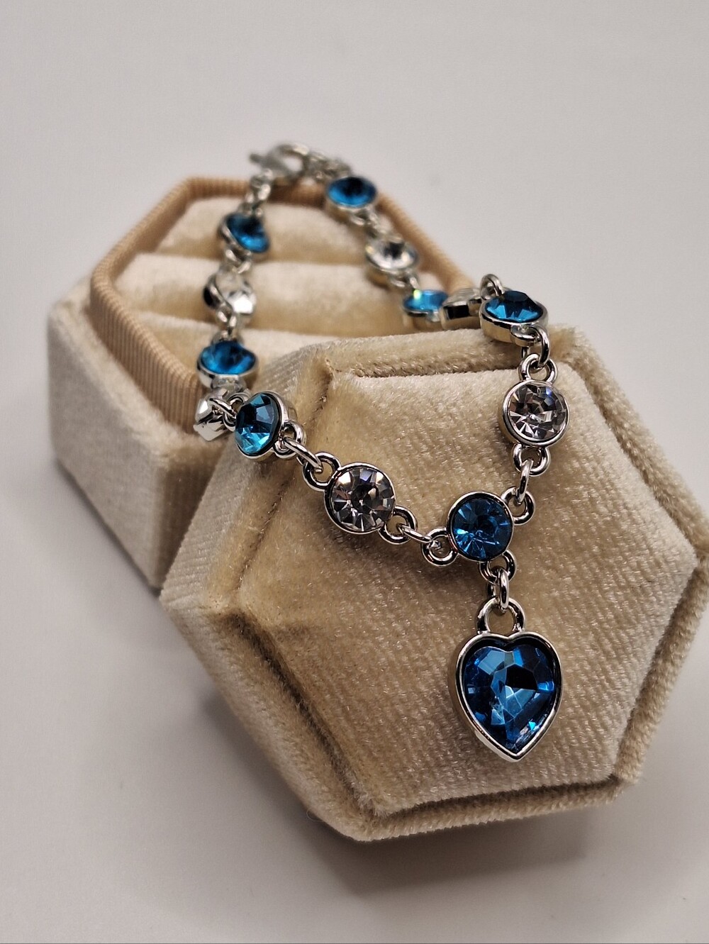 Sapphire Blue Heart Bracelet Made with Swarovski Crystals | Gift Ready